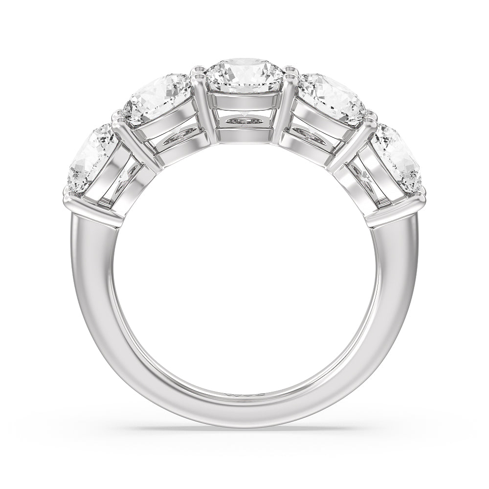 Five Stone Round Diamond Anniversary Ring with 14KT White Gold / Lab / 4 Cut Diamond in 14KT White Gold / Lab / 4 view 2

