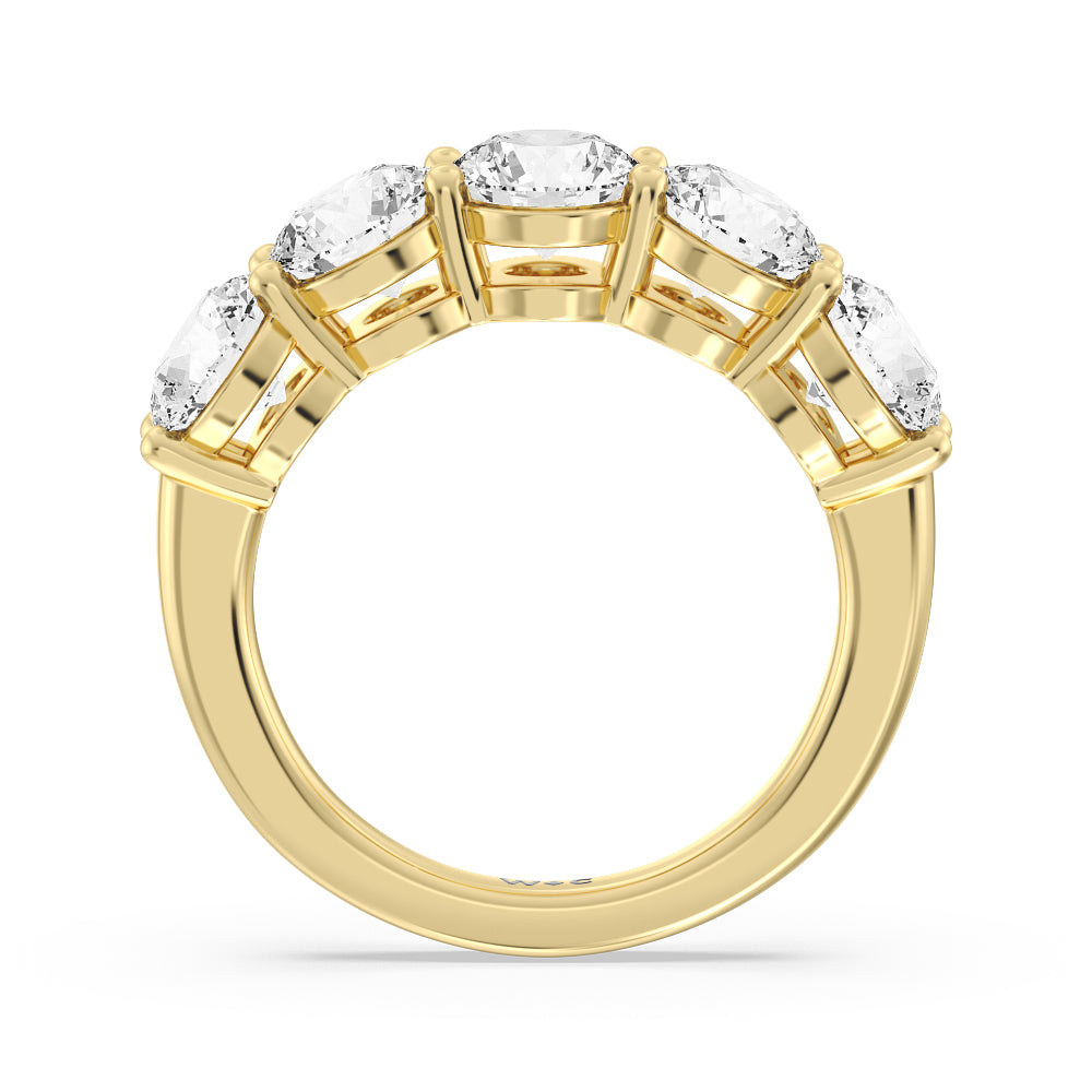 Five Stone Round Diamond Anniversary Ring with 14KT Yellow Gold / Lab / 4 Cut Diamond in 14KT Yellow Gold / Lab / 4 view 2

