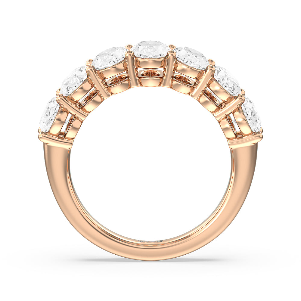 Seven Stone Oval Diamond Anniversary Ring (G/H SI+) with 18KT Rose Gold / Natural / 4 Cut Diamond in 14KT Rose Gold / Natural / 4 view 2
