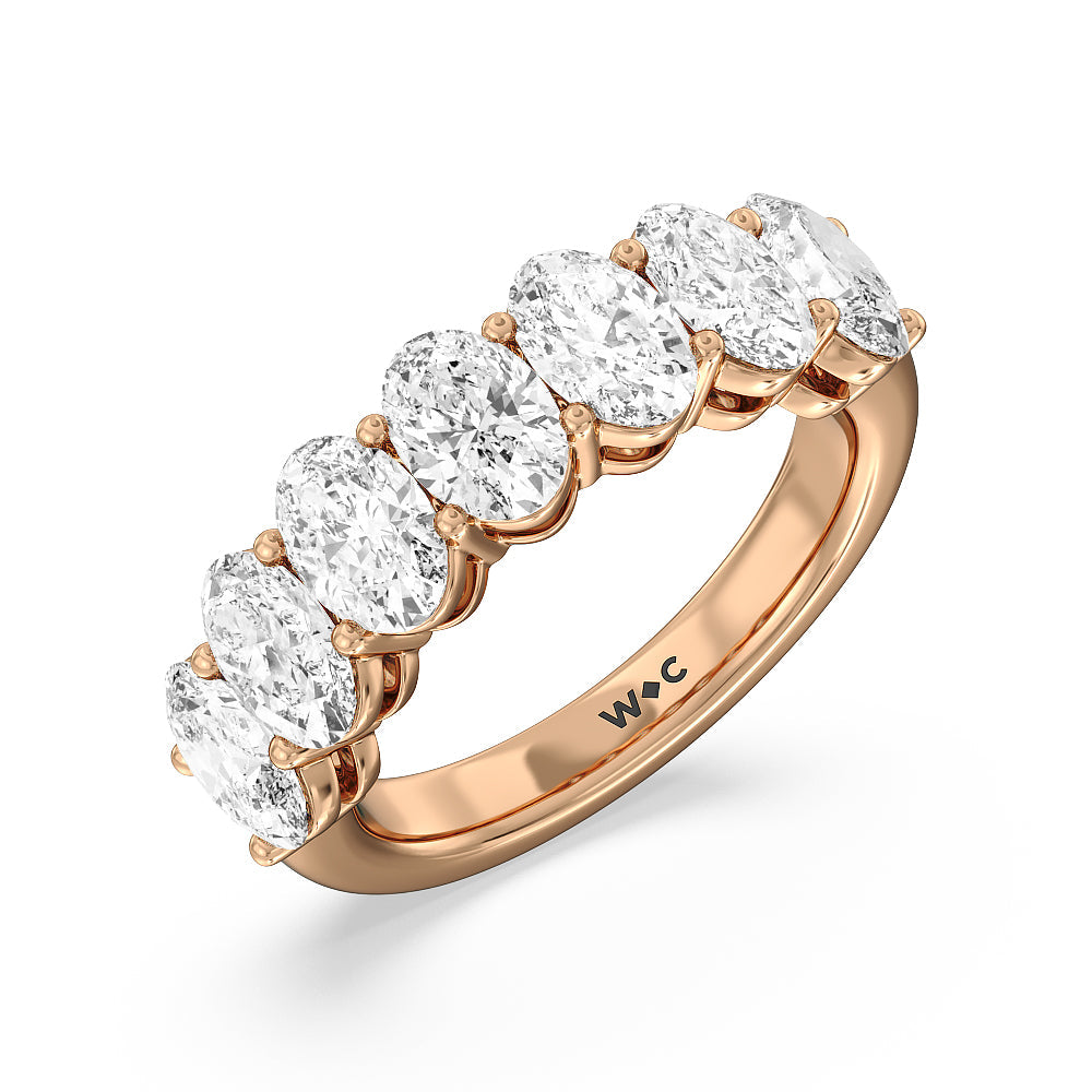 Seven Stone Oval Diamond Anniversary Ring (G/H SI+) with 18KT Rose Gold / Natural / 4 Cut Diamond in 14KT Rose Gold / Natural / 4 view 3
