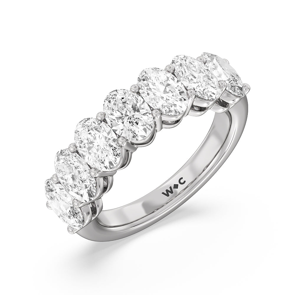 Seven Stone Oval Diamond Anniversary Ring (E+ VS+) with Platinum / Lab / 4 Cut Diamond in 14KT Platinum / Lab / 4 view 3

