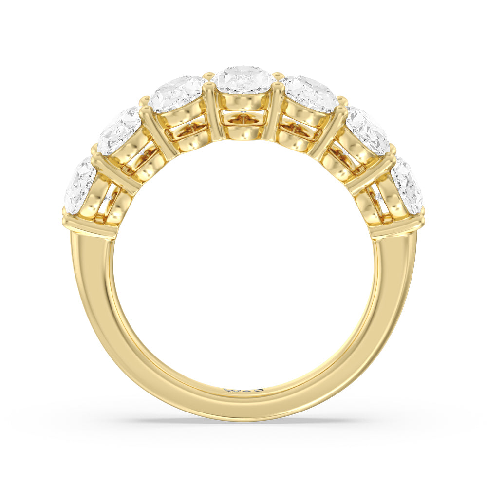 Seven Stone Oval Diamond Anniversary Ring (G/H SI+) with 18KT Yellow Gold / Natural / 4 Cut Diamond in 14KT Yellow Gold / Natural / 4 view 2
