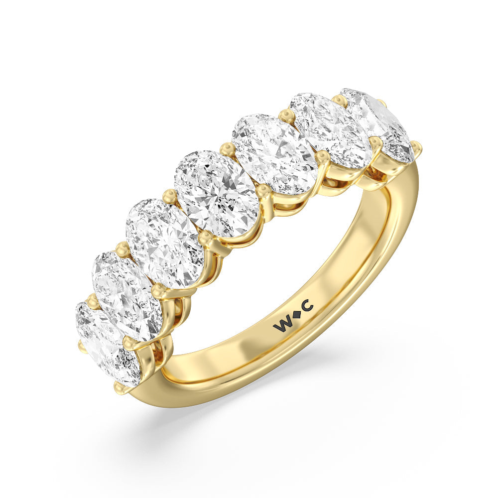 Seven Stone Oval Diamond Anniversary Ring (E+ VS+) with 18KT Yellow Gold / Lab / 4 Cut Diamond in 14KT Yellow Gold / Lab / 4 view 3
