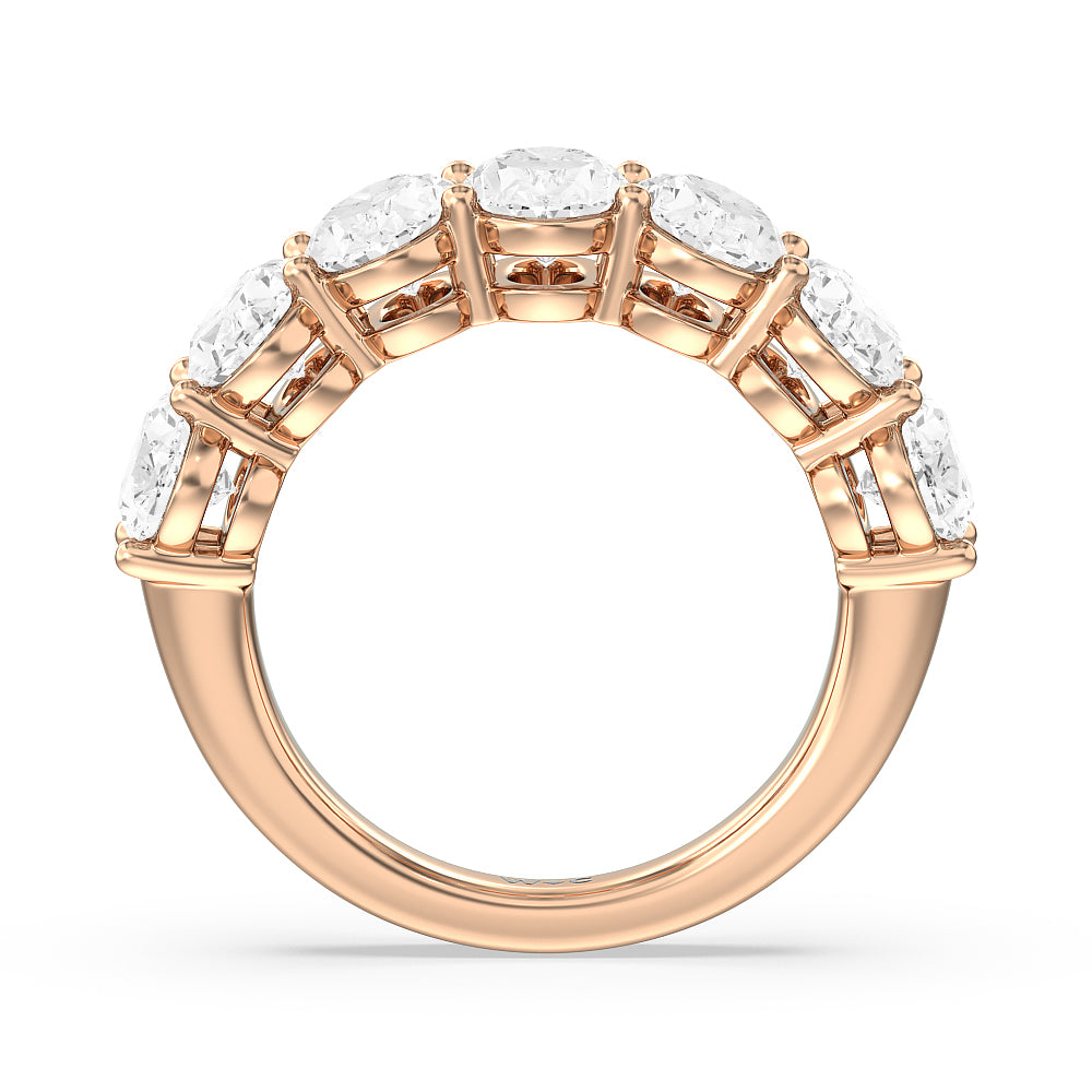Seven Stone Oval Diamond Anniversary Ring (G/H SI+) with 18KT Rose Gold / Natural / 5 Cut Diamond in 14KT Rose Gold / Natural / 5 view 2
