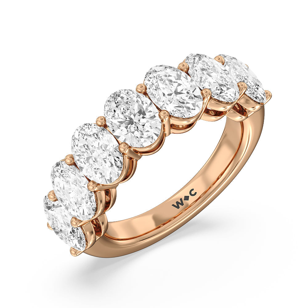 Seven Stone Oval Diamond Anniversary Ring (G/H SI+) with 18KT Rose Gold / Natural / 5 Cut Diamond in 14KT Rose Gold / Natural / 5 view 3
