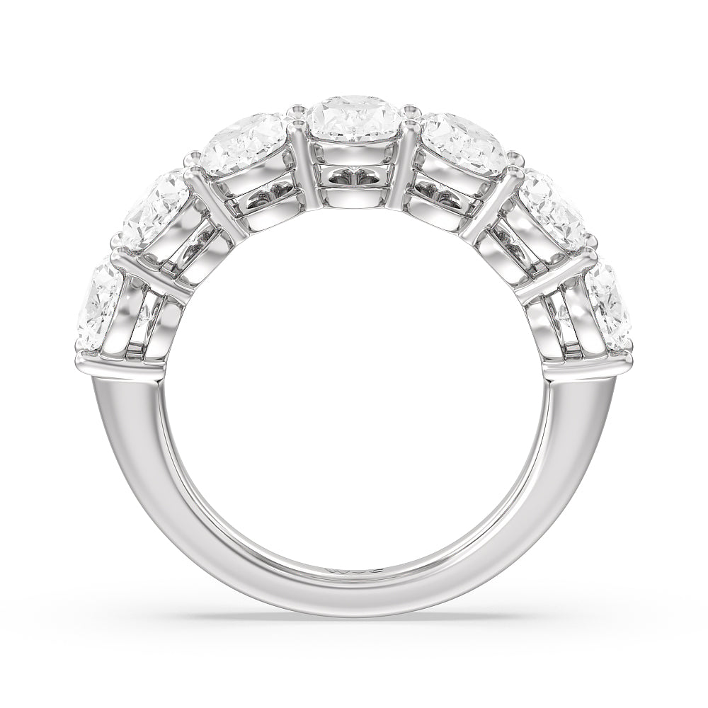 Seven Stone Oval Diamond Anniversary Ring (G/H SI+) with Platinum / Natural / 5 Cut Diamond in 14KT Platinum / Natural / 5 view 2
