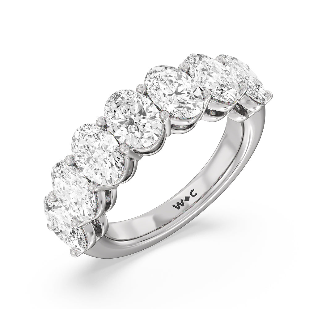 Seven Stone Oval Diamond Anniversary Ring (G/H SI+) with Platinum / Natural / 5 Cut Diamond in 14KT Platinum / Natural / 5 view 3
