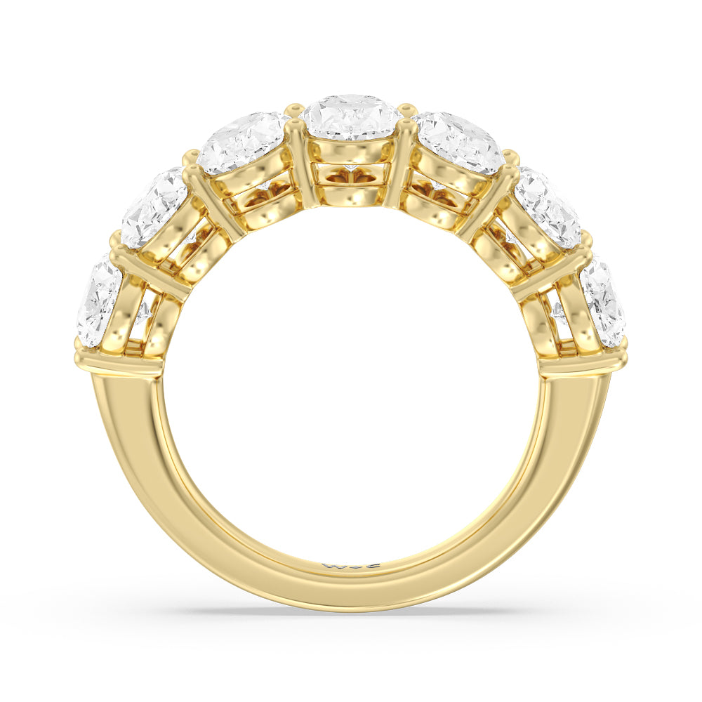 Seven Stone Oval Diamond Anniversary Ring (E+ VS+) with 18KT Yellow Gold / Lab / 5 Cut Diamond in 14KT Yellow Gold / Lab / 5 view 2
