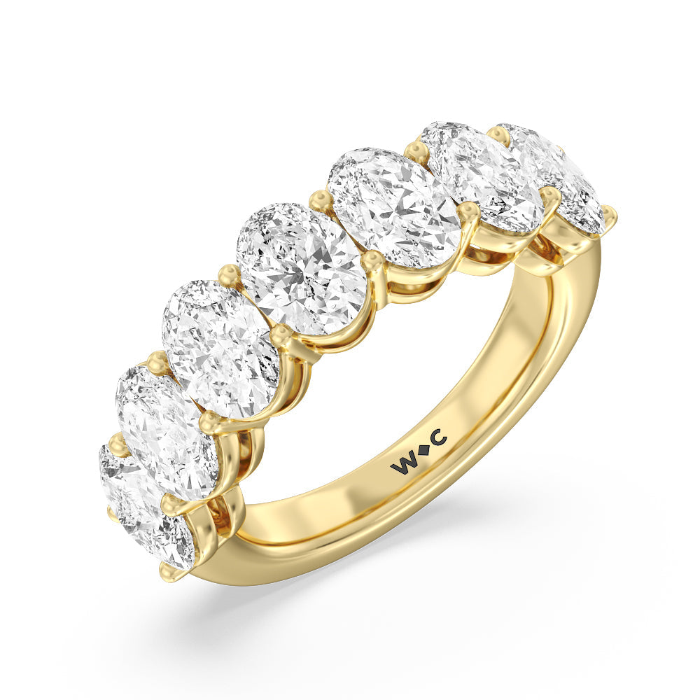 Seven Stone Oval Diamond Anniversary Ring (G/H SI+) with 18KT Yellow Gold / Natural / 5 Cut Diamond in 14KT Yellow Gold / Natural / 5 view 3
