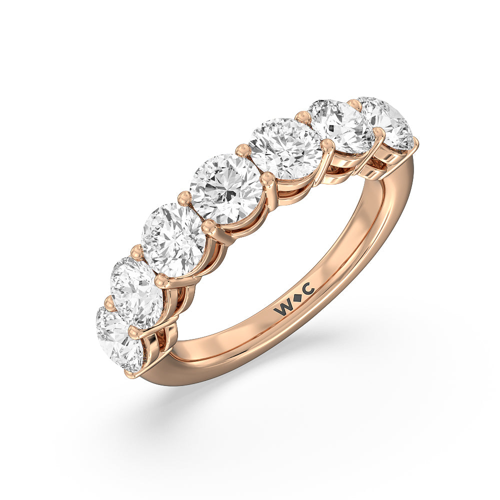 Seven Stone Round Diamond Anniversary Ring (E+ VS+) with 18KT Rose Gold / Lab / 3 Cut Diamond in 14KT Rose Gold / Lab / 3 view 3
