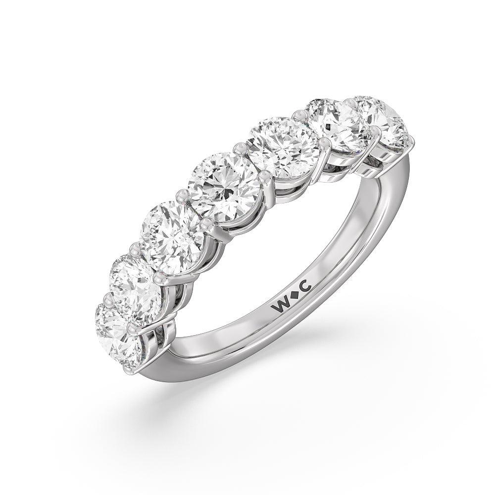 Seven Stone Round Diamond Anniversary Ring (E+ VS+) with Platinum / Lab / 3 Cut Diamond in 14KT Platinum / Lab / 3 view 3
