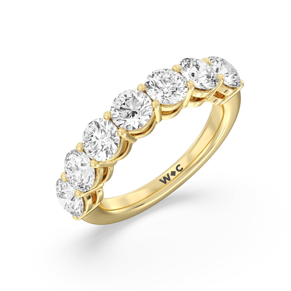 Seven Stone Round Diamond Anniversary Ring (E+ VS+) with 18KT Yellow Gold / Lab / 3 Cut Diamond in 14KT Yellow Gold / Lab / 3 view 3
