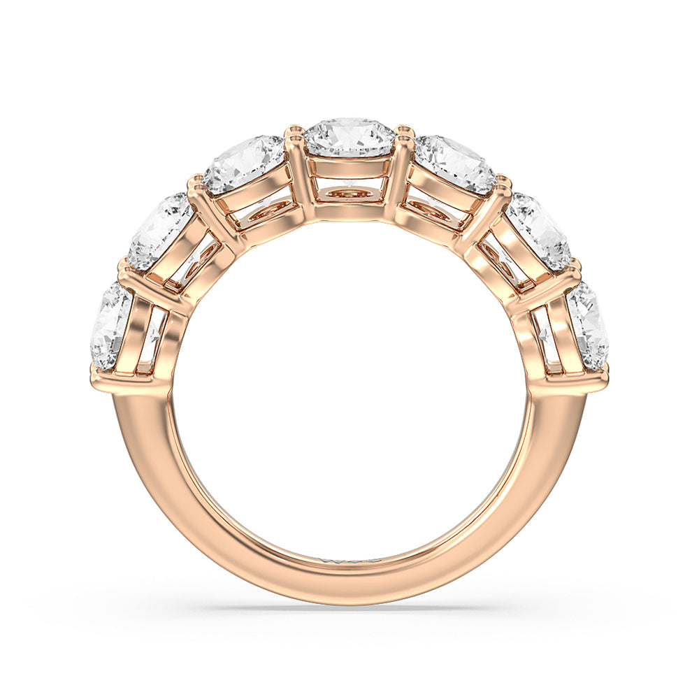 Seven Stone Round Diamond Anniversary Ring (E+ VS+) with 18KT Rose Gold / Lab / 4 Cut Diamond in 14KT Rose Gold / Lab / 4 view 2
