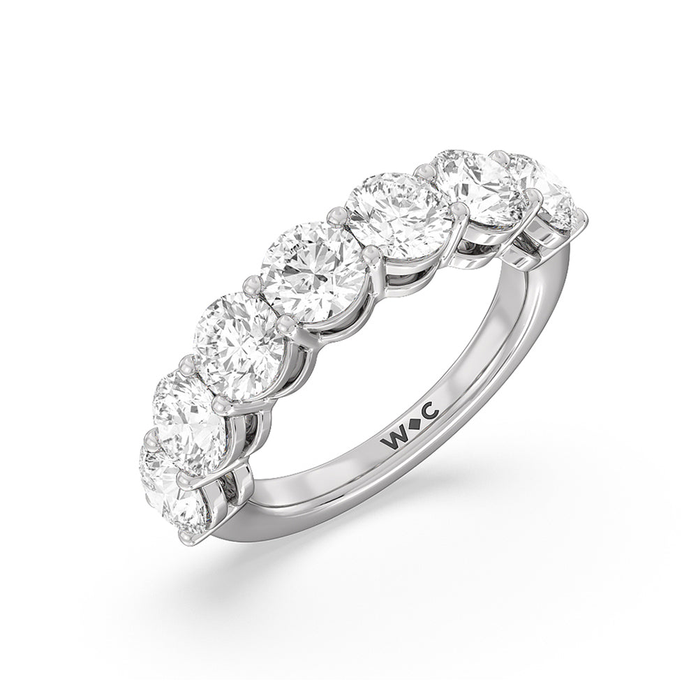 Seven Stone Round Diamond Anniversary Ring (G/H SI+) with Platinum / Natural / 4 Cut Diamond in 14KT Platinum / Natural / 4 view 3
