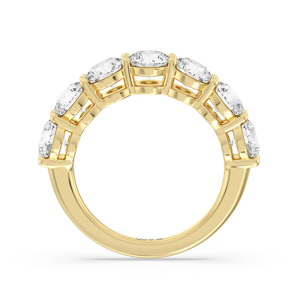 Seven Stone Round Diamond Anniversary Ring (E+ VS+) with 18KT Yellow Gold / Lab / 4 Cut Diamond in 14KT Yellow Gold / Lab / 4 view 2
