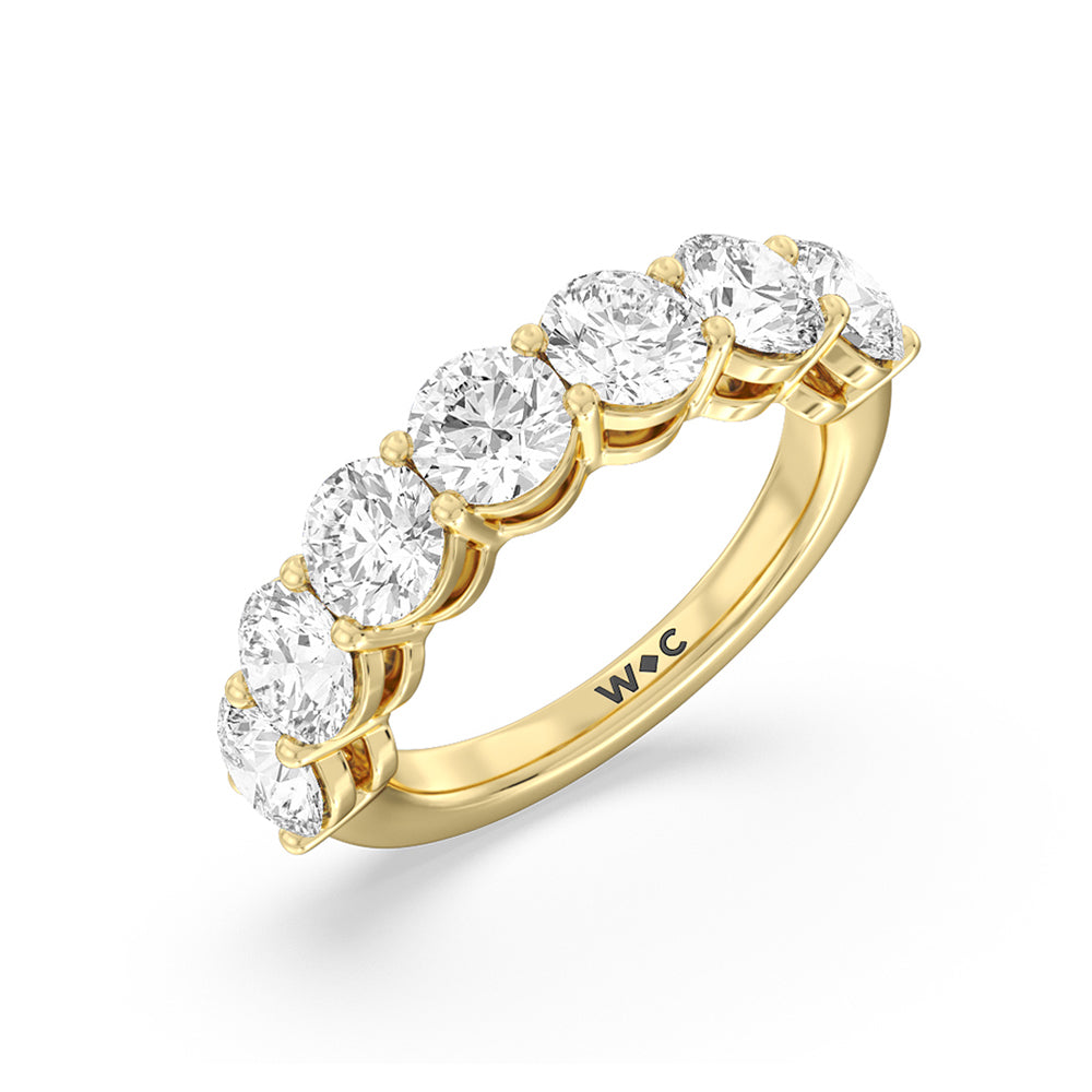 Seven Stone Round Diamond Anniversary Ring (E+ VS+) with 18KT Yellow Gold / Lab / 4 Cut Diamond in 14KT Yellow Gold / Lab / 4 view 3
