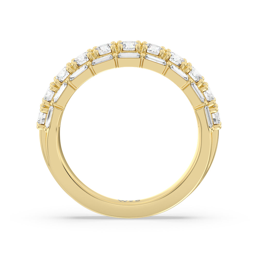 Baguette-Edged Round Diamond Anniversary Ring with 18KT Yellow Gold / Natural / 1 1/2 Cut Diamond in 14KT Yellow Gold / Natural / 1 1/2 view 4
