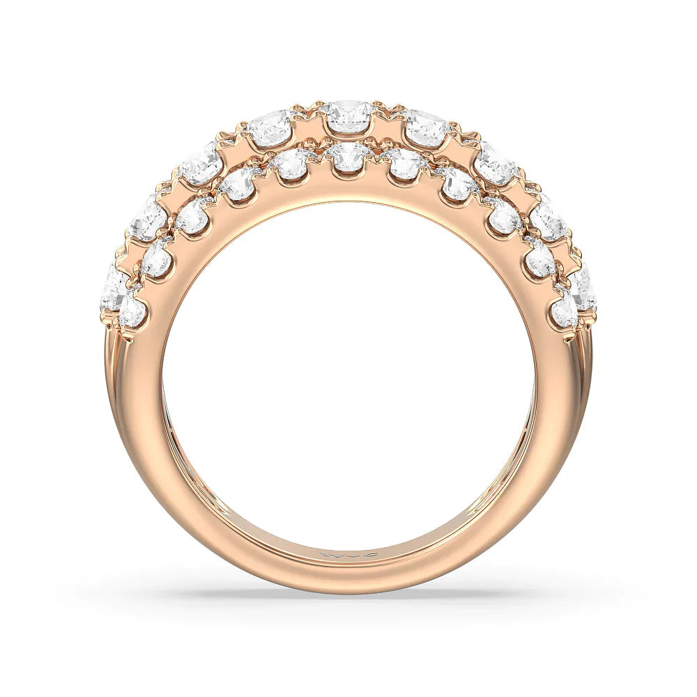 Three Row Modulated Diamond Anniversary Ring (E+ VS+) with 18KT Rose Gold / Lab / 2 1/2 Cut Diamond in 14KT Rose Gold / Lab / 2 1/2 view 2
