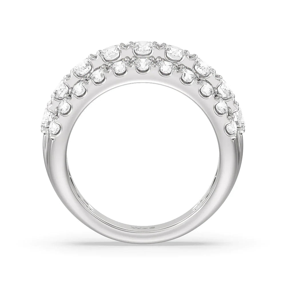 Three Row Modulated Diamond Anniversary Ring (E+ VS+) with Platinum / Lab / 2 1/2 Cut Diamond in 14KT Platinum / Lab / 2 1/2 view 2
