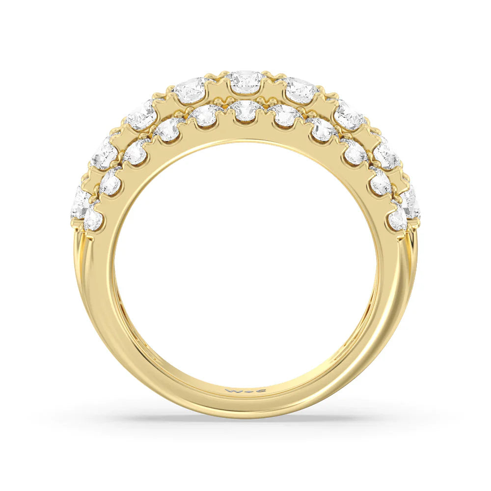 Three Row Modulated Diamond Anniversary Ring (E+ VS+) with 18KT Yellow Gold / Lab / 2 1/2 Cut Diamond in 14KT Yellow Gold / Lab / 2 1/2 view 2
