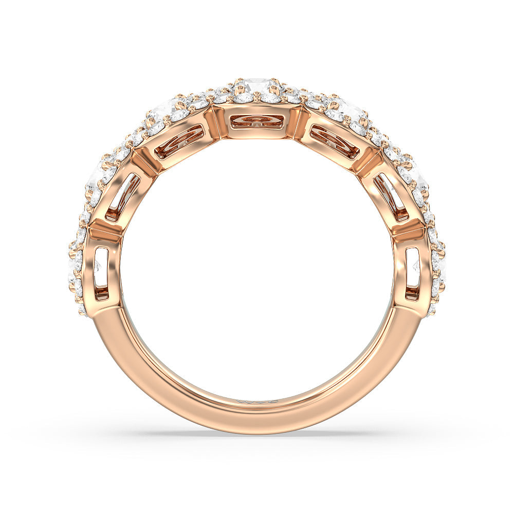  Round Halo Anniversary Ring with 18KT Rose Gold / Natural / 2 7/8 Cut Diamond in 14KT Rose Gold / Natural / 2 7/8 view 2

