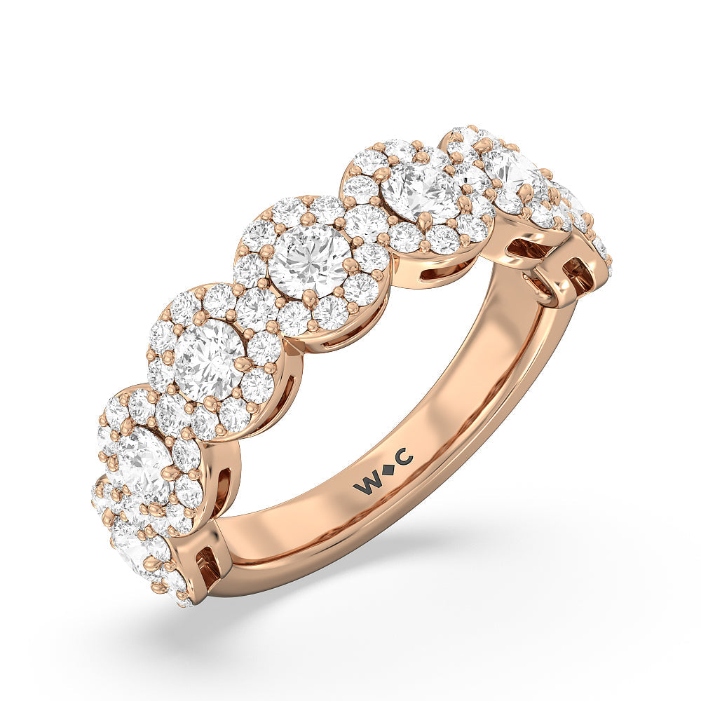  Round Halo Anniversary Ring with 18KT Rose Gold / Natural / 2 7/8 Cut Diamond in 14KT Rose Gold / Natural / 2 7/8 view 3
