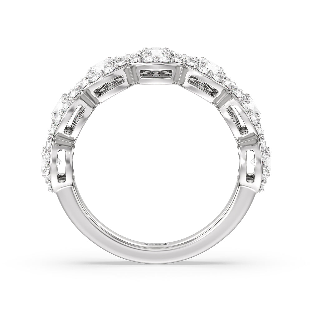  Round Halo Anniversary Ring with Platinum / Natural / 2 7/8 Cut Diamond in 14KT Platinum / Natural / 2 7/8 view 2
