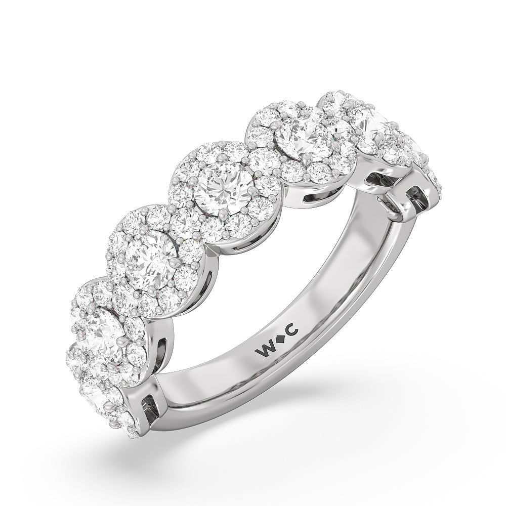  Round Halo Anniversary Ring with Platinum / Natural / 2 7/8 Cut Diamond in 14KT Platinum / Natural / 2 7/8 view 3
