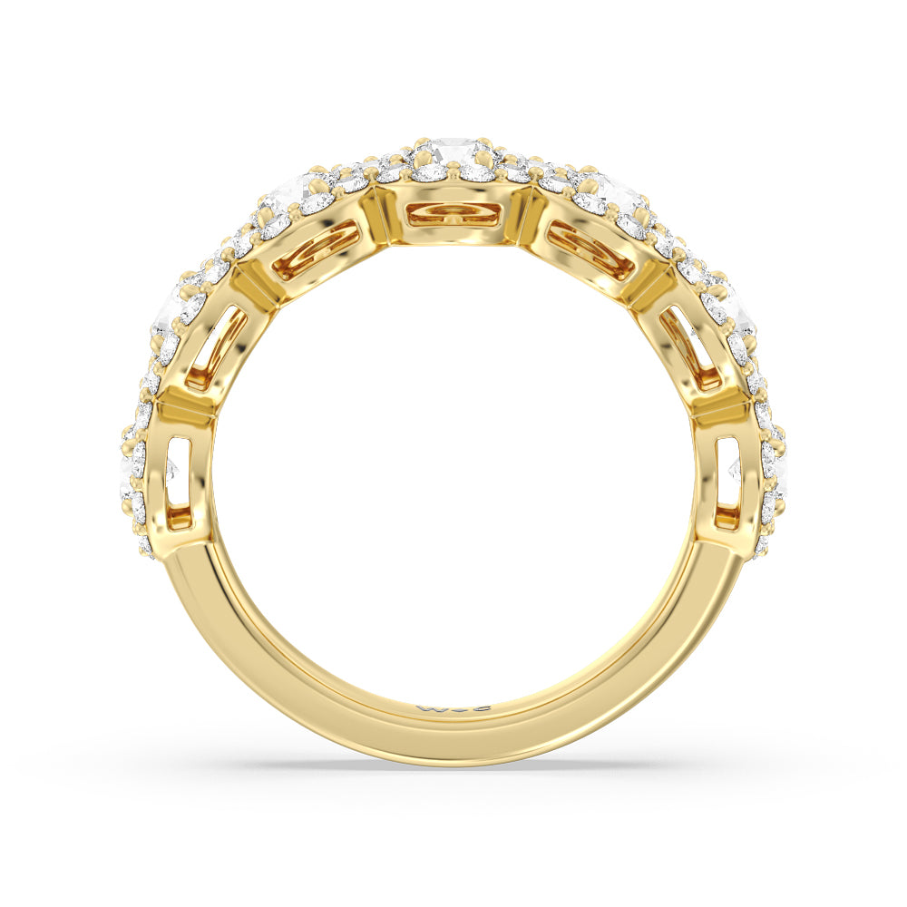 Round Halo Anniversary Ring with 18KT Yellow Gold / Natural / 2 7/8 Cut Diamond in 14KT Yellow Gold / Natural / 2 7/8 view 2

