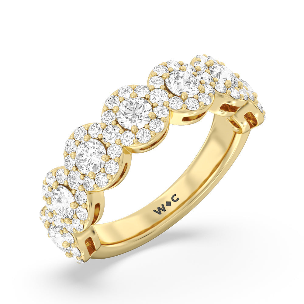  Round Halo Anniversary Ring with 18KT Yellow Gold / Natural / 2 7/8 Cut Diamond in 14KT Yellow Gold / Natural / 2 7/8 view 3

