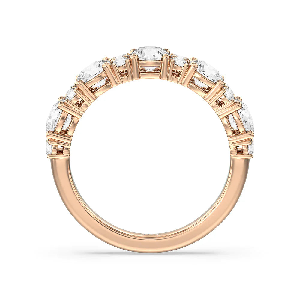 Round Station Anniversary Ring (E+ VS+) with 18KT Rose Gold / Lab / 2 Cut Diamond in 14KT Rose Gold / Lab / 2 view 2
