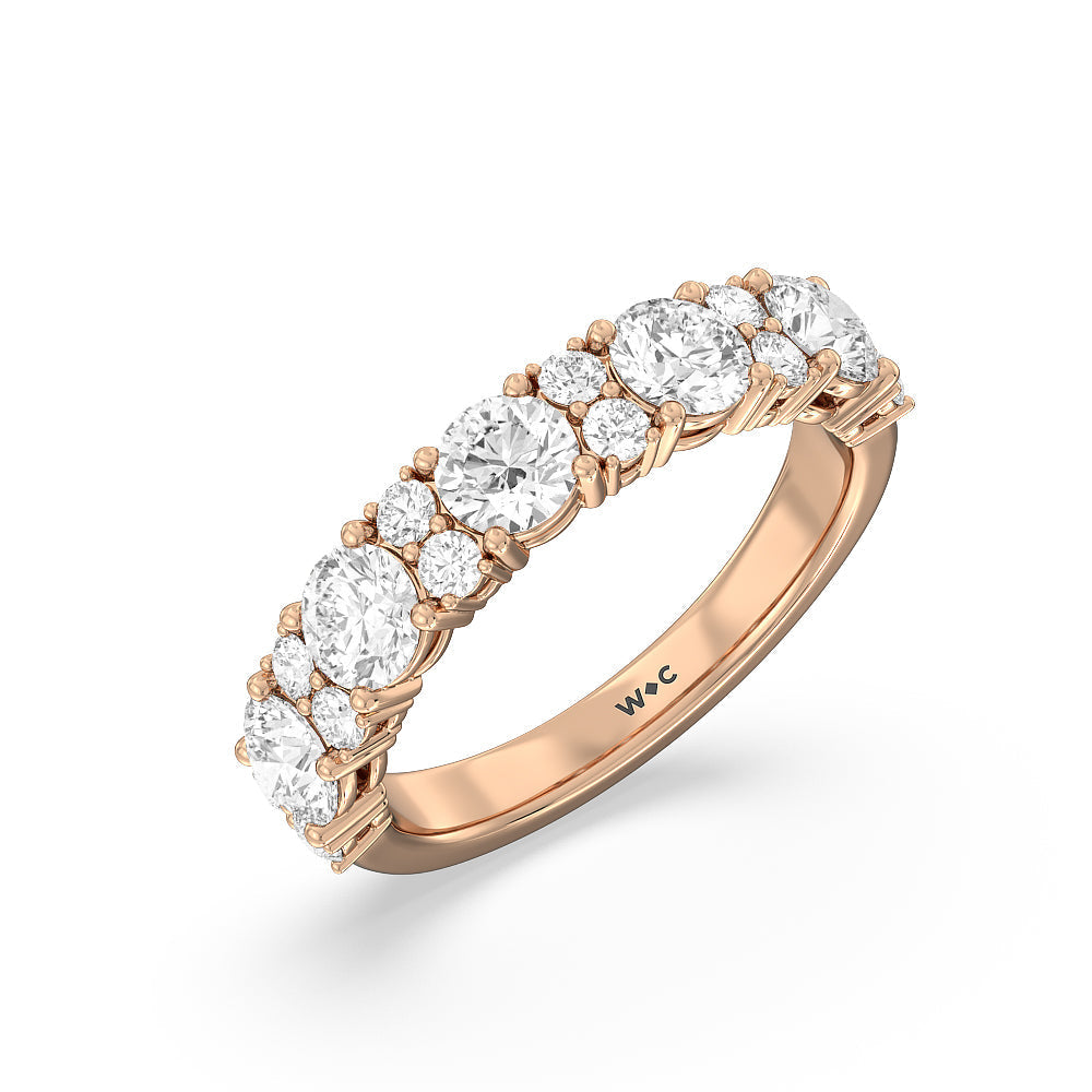 Round Station Anniversary Ring (F/G SI+) with 18KT Rose Gold / Natural / 2 Cut Diamond in 14KT Rose Gold / Natural / 2 view 5
