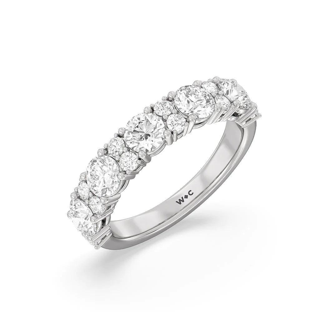 Round Station Anniversary Ring (E+ VS+) with Platinum / Lab / 2 Cut Diamond in 14KT Platinum / Lab / 2 view 3
