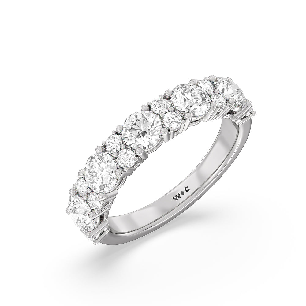 Round Station Anniversary Ring (F/G SI+) with Platinum / Natural / 2 Cut Diamond in 14KT Platinum / Natural / 2 view 5
