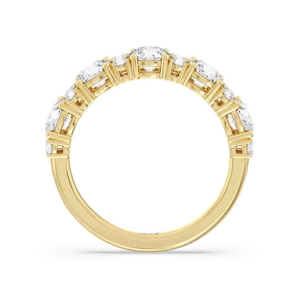 Round Station Anniversary Ring (E+ VS+) with 18KT Yellow Gold / Lab / 2 Cut Diamond in 14KT Yellow Gold / Lab / 2 view 2
