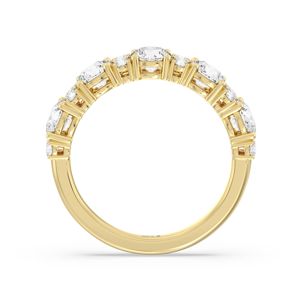 Round Station Anniversary Ring (F/G SI+) with 18KT Yellow Gold / Natural / 2 Cut Diamond in 14KT Yellow Gold / Natural / 2 view 4
