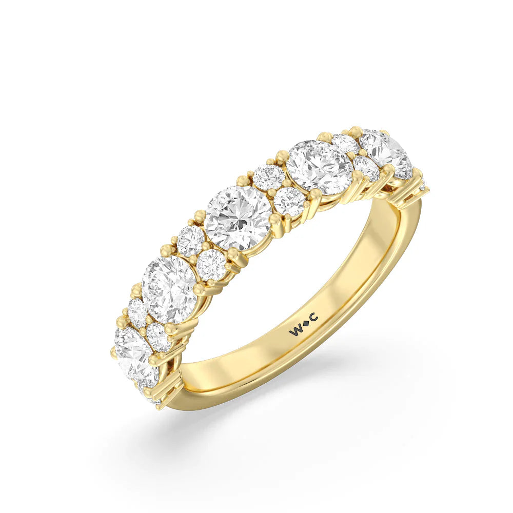 Round Station Anniversary Ring (E+ VS+) with 18KT Yellow Gold / Lab / 2 Cut Diamond in 14KT Yellow Gold / Lab / 2 view 3
