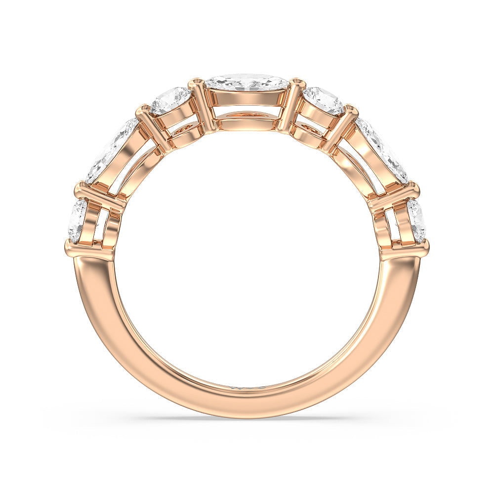 Alternating Marquise and Round Diamond Anniversary Ring (G/H SI+) with 18KT Rose Gold / Natural / 1 Cut Diamond in 14KT Rose Gold / Natural / 1 view 4
