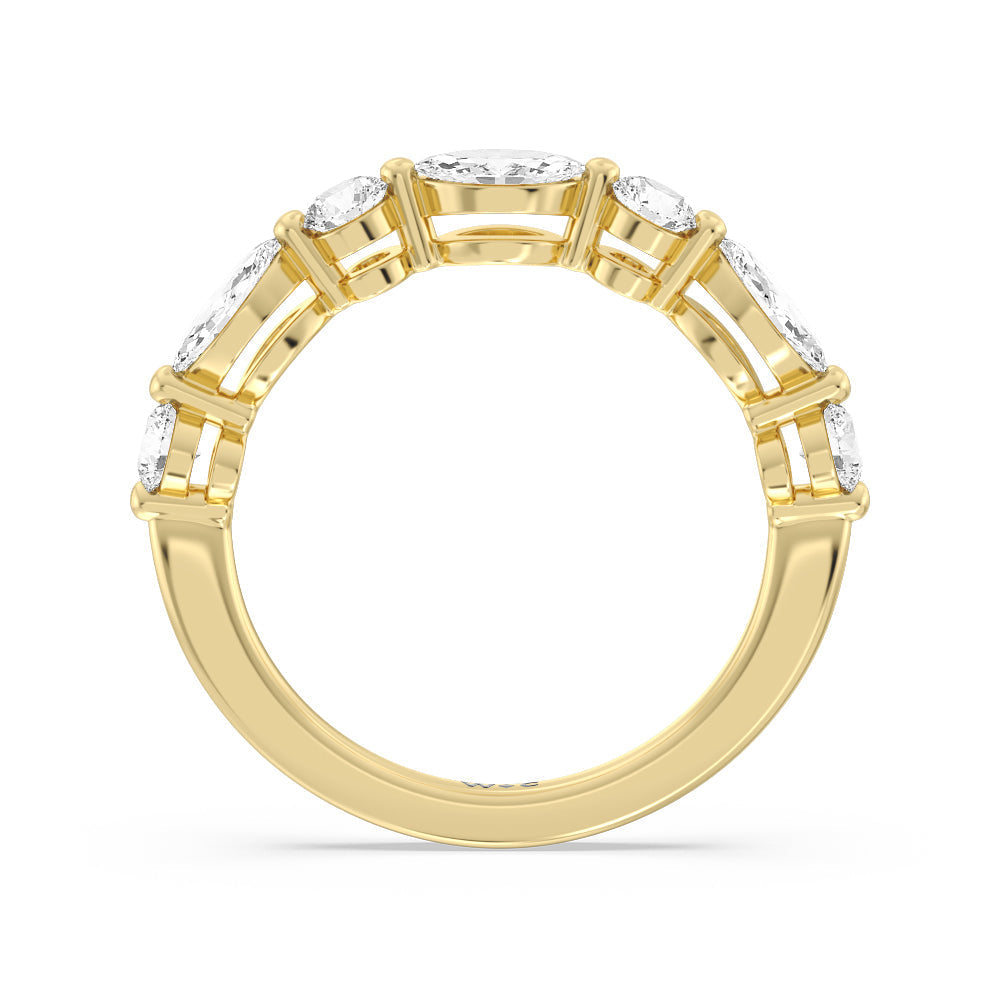 Alternating Marquise and Round Diamond Anniversary Ring (G/H SI+) with 18KT Yellow Gold / Natural / 1 Cut Diamond in 14KT Yellow Gold / Natural / 1 view 4
