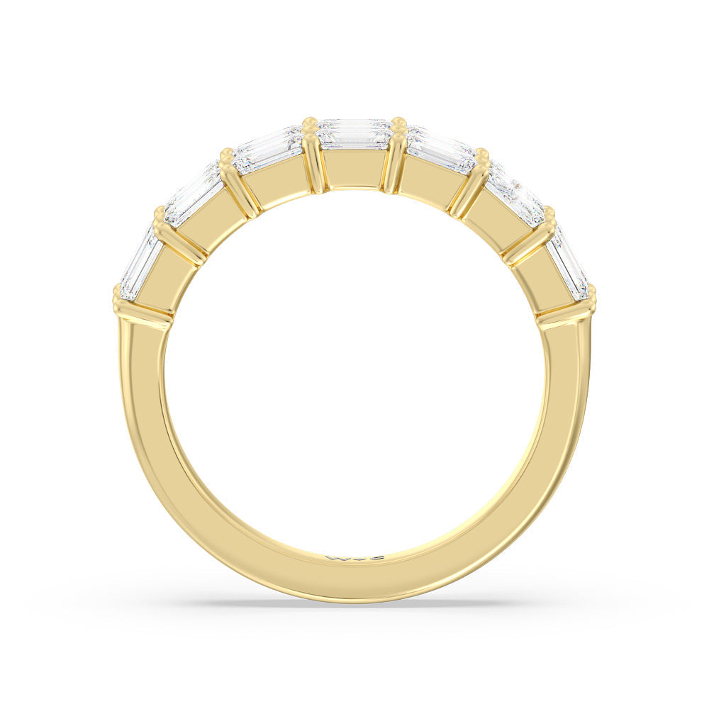 Two Row Emerald East-West Anniversary Ring with 18KT Yellow Gold / Natural / 3 1/2 Cut Diamond in 14KT Yellow Gold / Natural / 3 1/2 view 2
