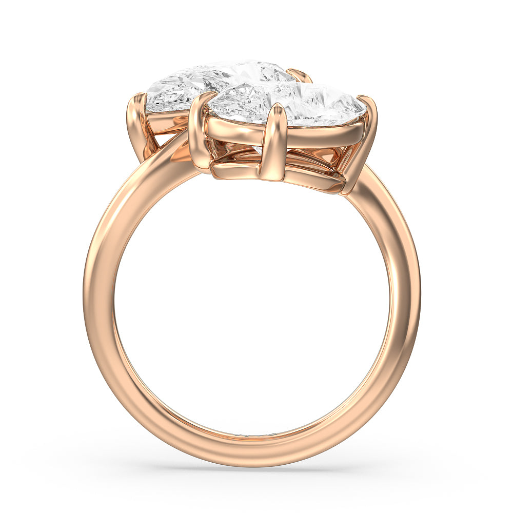 Pear Cut Twin Diamond Bypass Toi Et Moi Engagement Ring with Lab Grown Diamond in 14KT Rose Gold view 2
