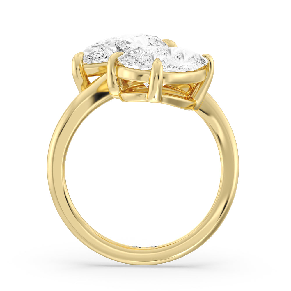Pear Cut Twin Diamond Bypass Toi Et Moi Engagement Ring with Lab Grown Diamond in 14KT Yellow Gold view 2
