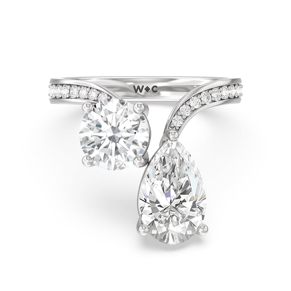 Shape Cut Diamonds Toi Et Moi Engagement Ring with Lab Grown Diamond in 14KT Platinum view 1
