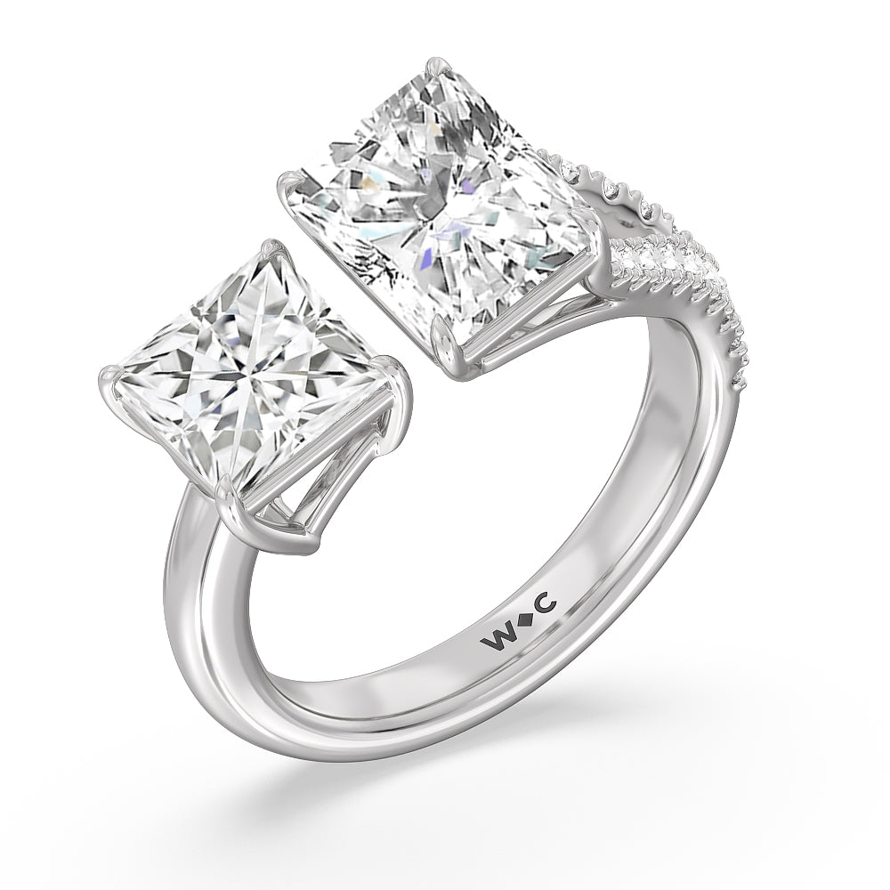 Shape Cut Split Shank Toi Et Moi Engagement Ring with Lab Grown Diamond in 14KT Platinum view 3

