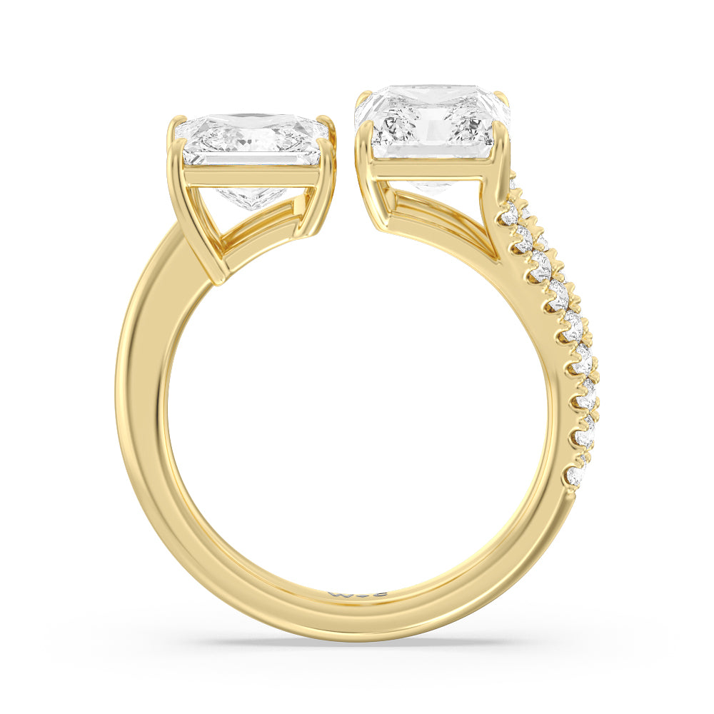 Shape Cut Split Shank Toi Et Moi Engagement Ring with Lab Grown Diamond in 14KT Yellow Gold view 2
