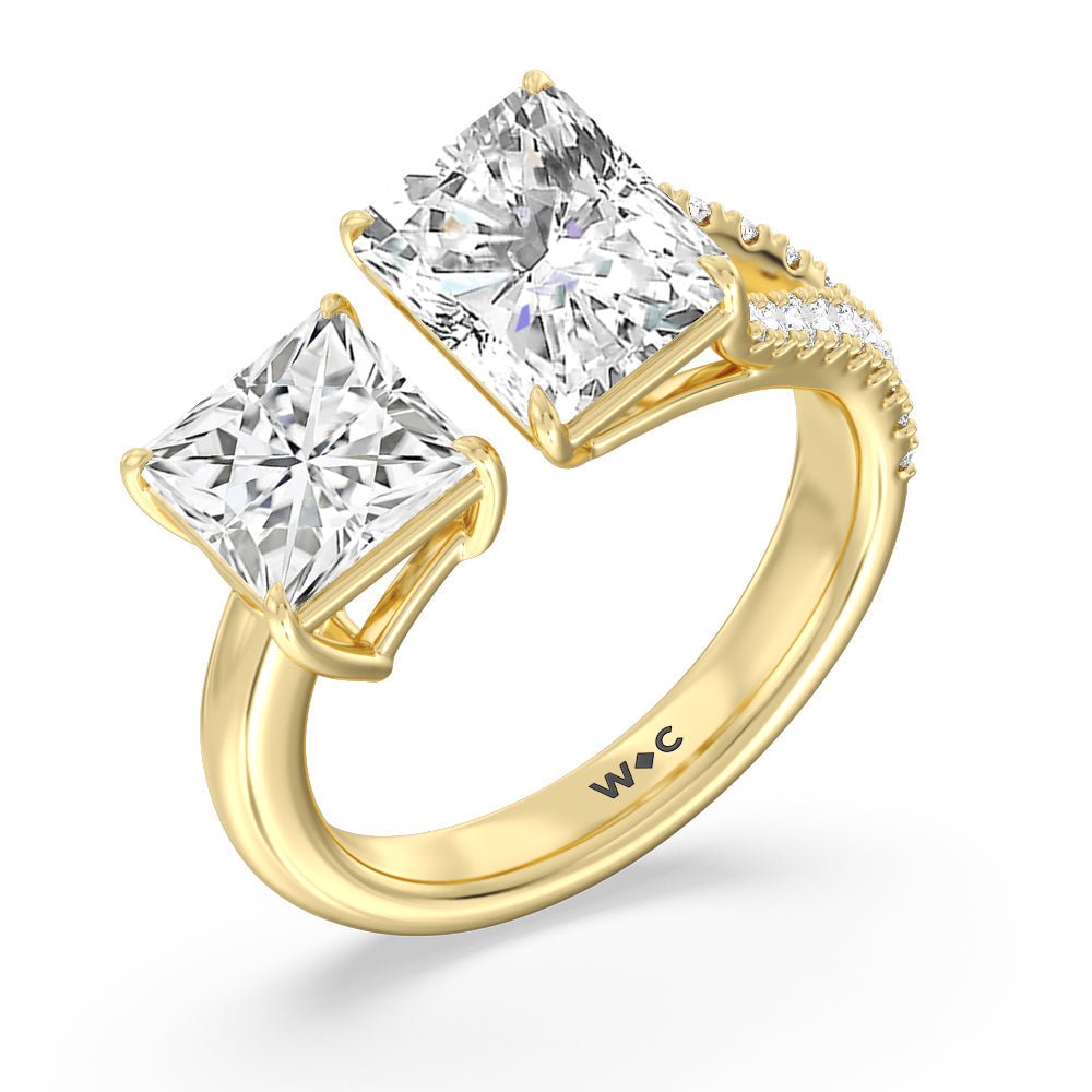 Shape Cut Split Shank Toi Et Moi Engagement Ring with Lab Grown Diamond in 14KT Yellow Gold view 3
