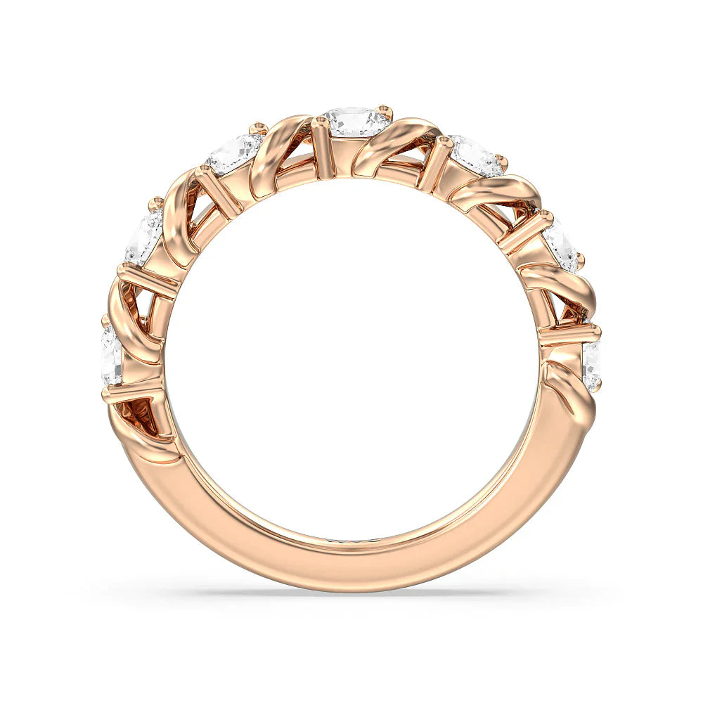Round Diamond Swirl Anniversary Ring (E+ VS+) with 18KT Rose Gold / Lab / 1 1/2 Cut Diamond in 14KT Rose Gold / Lab / 1 1/2 view 2
