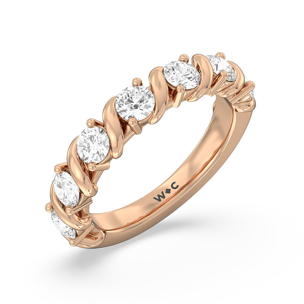 Round Diamond Swirl Anniversary Ring (F/G SI+) with 18KT Rose Gold / Natural / 1 1/2 Cut Diamond in 14KT Rose Gold / Natural / 1 1/2 view 5
