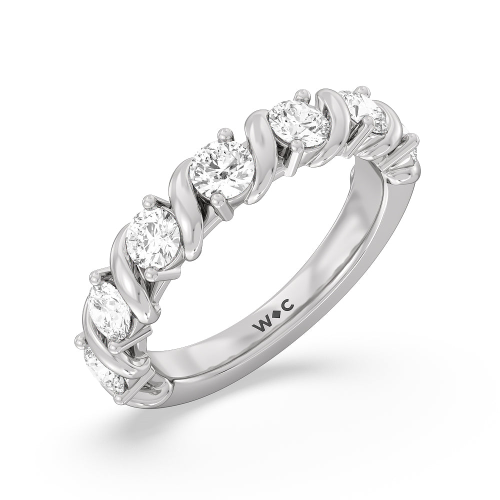 Round Diamond Swirl Anniversary Ring (F/G SI+) with Platinum / Natural / 1 1/2 Cut Diamond in 14KT Platinum / Natural / 1 1/2 view 5
