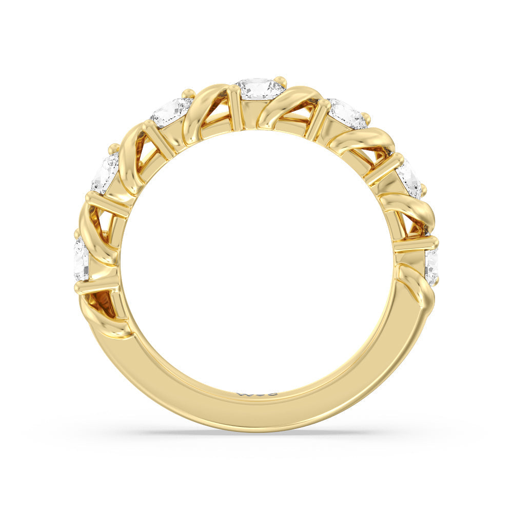 Round Diamond Swirl Anniversary Ring (F/G SI+) with 18KT Yellow Gold / Natural / 1 1/2 Cut Diamond in 14KT Yellow Gold / Natural / 1 1/2 view 4
